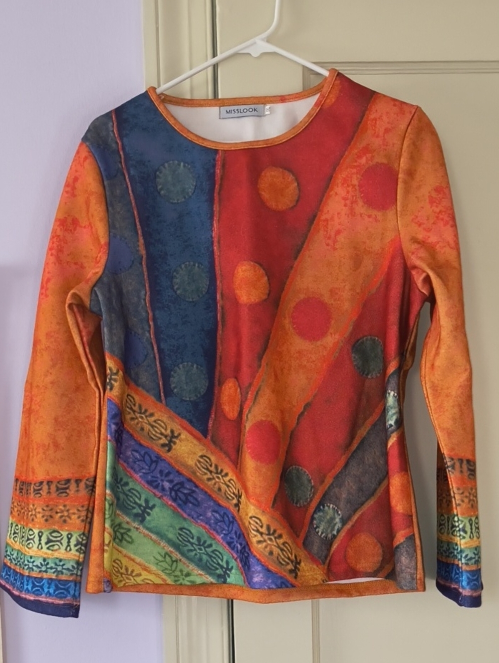 MISSLOOK Multicolor Long-Sleeve Printed Top - Orange, Blue & Red